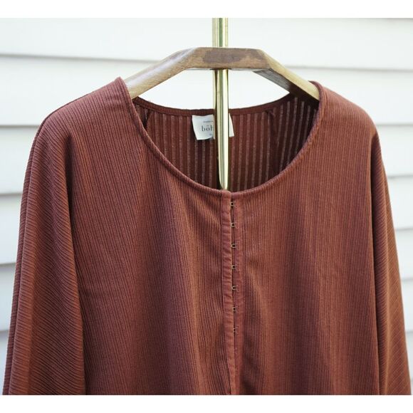 Böhme Boho Burnt Orange Hook and Eye Long Sleeve Blouse - Picture 2 of 8